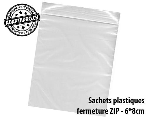 Sachets plastiques - fermeture ZIP - 60* 80mm (l*h) - 100 pces