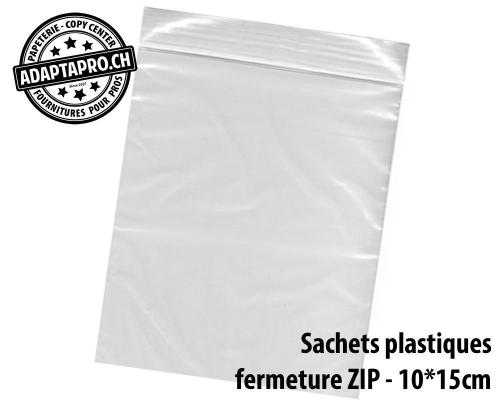 Sachets plastiques - fermeture ZIP - 100*150mm (l*h) - 100 pces