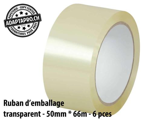 Ruban d'emballage AdaptaPro en PP - transparent - 50mm * 66m - 6 pces