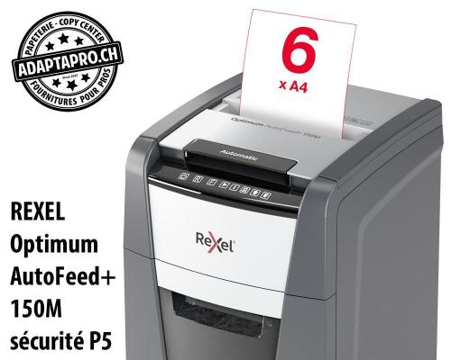 Destructeur de documents REXEL® Optimum AutoFeed+ 150M - sécurité P5