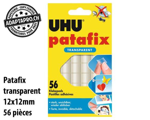 Pastilles adhésives UHU patafix transparent - 12x12mm - 56 pièces