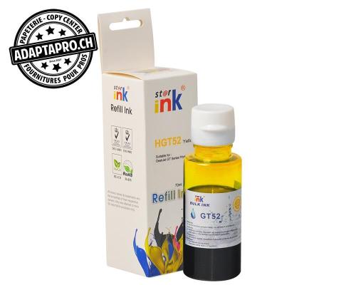 Bouteille d'encre Compatible HP GT52 - 70ml - Jaune