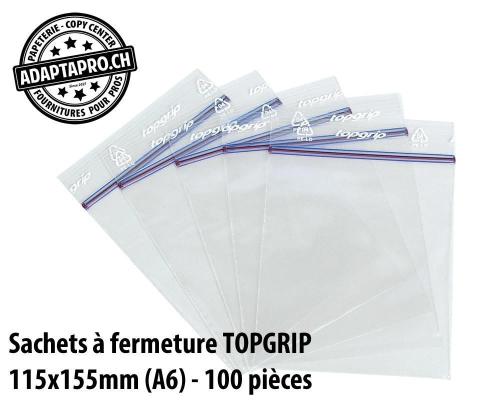 Sachets à fermeture rapide TOPGRIP - 115x155mm (A6) - 100 pièces