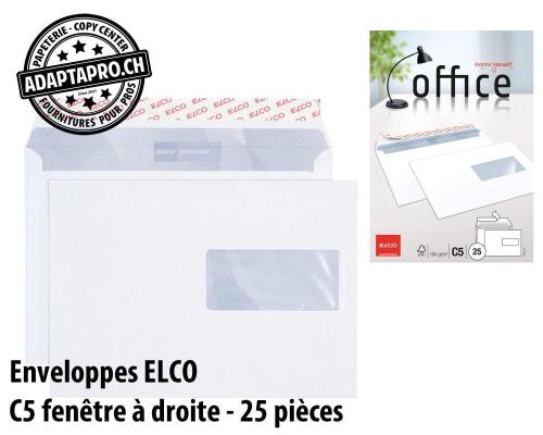 Enveloppes ELCO Office, petit emballage - C5 fenêtre à droite - 25 pièces