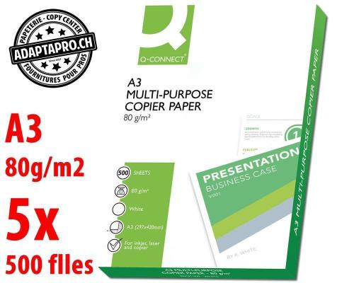 Papier universel Q-CONNECT - FSC 80g - extra blanc - A3 5* 500 flles