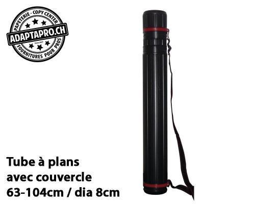 Tube &agrave; plan - ABS - noir - avec couvercle &agrave; visser - 63~104cm dia 8cm