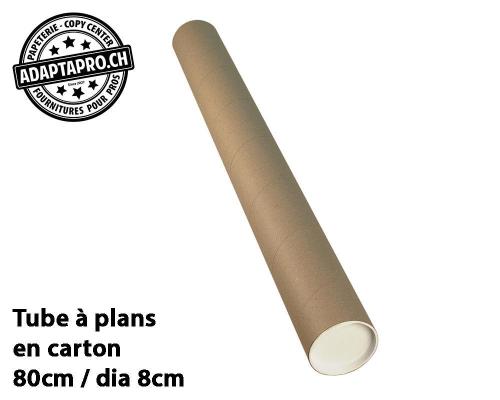 Tube &agrave; plan - carton - avec couvercles en plastique - 80cm dia 8cm