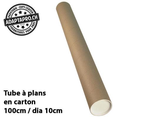 Tube &agrave; plan - carton - avec couvercles en plastique - 100cm dia 10cm