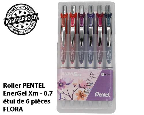 Roller PENTEL EnerGel Xm - 0.7 - en &eacute;tui de 6 pi&egrave;ces - set FLORA