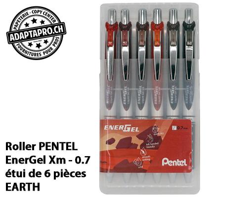 Roller PENTEL EnerGel Xm - 0.7 - en &eacute;tui de 6 pi&egrave;ces - set EARTH