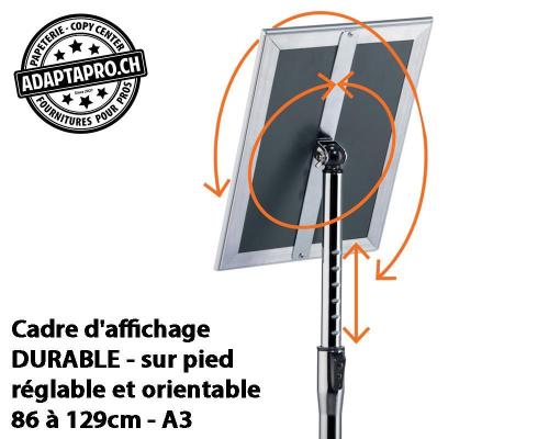Cadre d'affichage DURABLE - sur pied - r&eacute;glable 86 &agrave; 129cm - A3