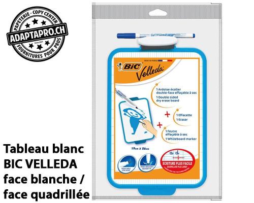 Tableau blanc BIC VELLEDA - bleu - face blanche / face quadrill&eacute;e