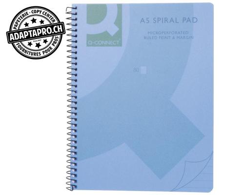 Cahier &agrave; reliure spirale Q-CONNECT - A5 - quadrill&eacute; 5mm - bleu