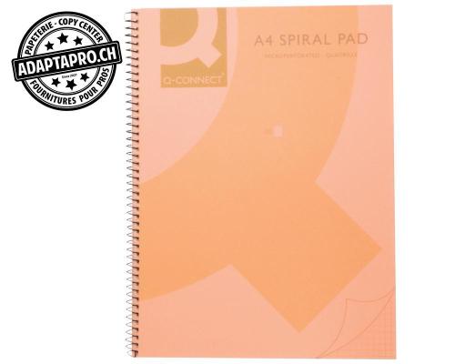 Cahier &agrave; reliure spirale Q-CONNECT - A5 - quadrill&eacute; 5mm - orange