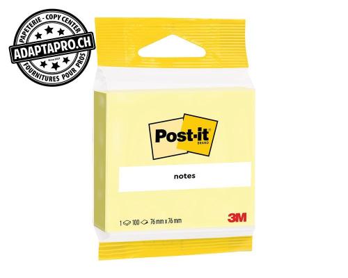 Notes adh&eacute;sives POST-IT jaunes - 76*76mm - 100 feuilles