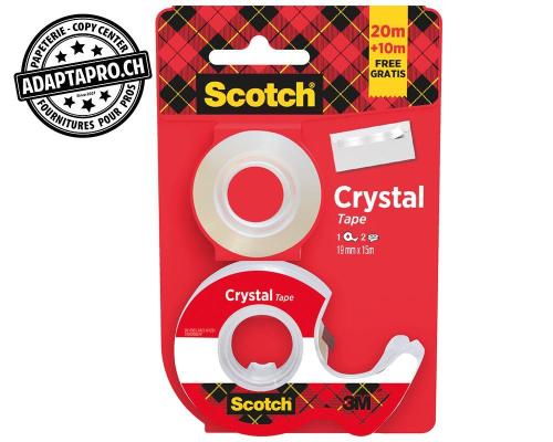Ruban adh&eacute;sif Scotch Crystal d&eacute;rouleur - 1+mm * 15m