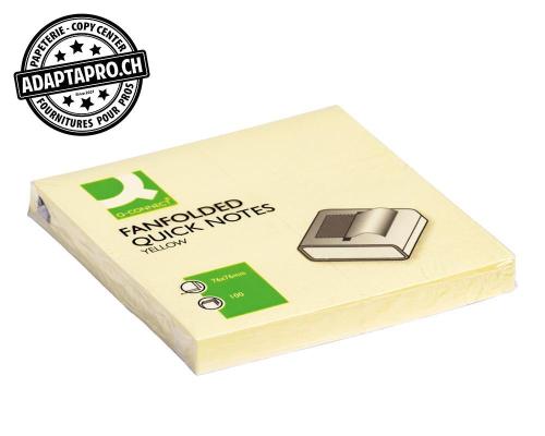 Notes adh&eacute;sives Q-CONNECT Z-Quick Notes jaunes - 76*76 - 100 feuilles